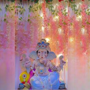 SSM Decorators Artificial lightPink Wisteria Vine Ratta Fake Wisteria Hanging Silk long Hanging BushFlowers String for Home decor Diwali Ganesh Chaturthi Decoration (Set of 6)