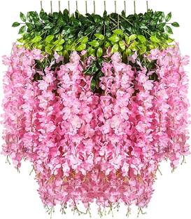 specialyou.in Special You Pink Wisteria Artificial Flowers for Ganesh Chaturthi Home decor, Balcony Decoration Items Ceremony, Ganpati Backdrop Pack of 12 pcs