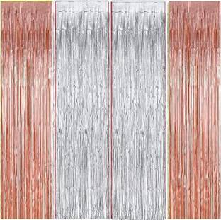 Craftcape Silver, Rose Gold Foil Fringe Curtain 3FT X 6FT