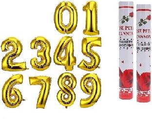 MOREL GOLDEN FOIL BALLOON 0123456789 AN PARTY POPPER FOR A BIRTHDAY,PARTY,ANNIVERSARY