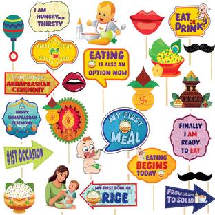 Xzotic Rice Ceremony Banner and Balloon | Photo Booth Props for Decorations | Baby Photoshoot Props for Rice Ceremony (Pack Of 25)