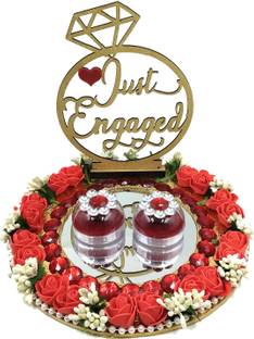 DesiCrafts Engagement Ceremony thali Ring holder Wood, Stoneware Decorative Platter