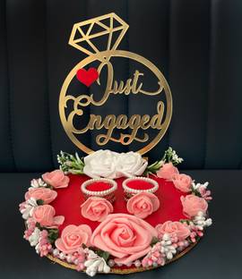 vissera Just Engaged Ring Platter for Engagement Ceremony Wood Decorative Platter