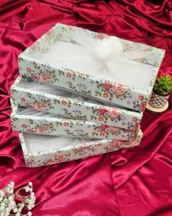 Satyam Kraft 4 Pcs Multipurpose Decorative Folding Box Net Gift Hamper Rakshabandhan Gifting Paper Decorative Platter
