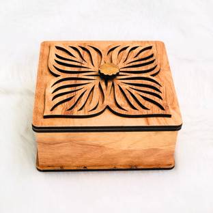 NAVRANG Small Return Gift Box Empty Wood Container for Dry Fruits Return Gift(Pack Of 1) Wood Decorative Platter