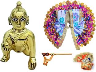 Ansh Trend Laddu Goplal Thakur ji 1No. Size Idol with Dress, bansi ,pagdi (Size 0-1no.) Dress