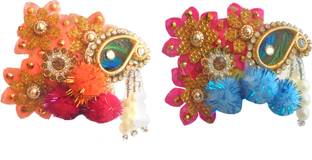 Anantadrishti Shri Gopal Ji/Kanha Ji/Thakur Ji, Mukut/Pagdi Red Pink Pagri For Idol Size-0 No Dress