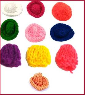 giftsrus Laddu Gopal Winter Woolen Cap -Pack of 10 Colorful Warm Caps-Size 0-2, Kanha ji Dress
