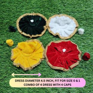 Navunal Poshaak Combo of 4 Winter Poshaak Velvet Laddu Gopal, Kanha , Thakur Ji, Size-(0-1) Dress