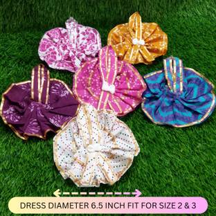 Navkunal Poshaak Combo of 6 pure cotton Laddu Gopal, Kanha Poshaak, Thakur Ji, Size-(2-3) Dress