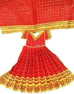 TANISHKA CREATIONS Durga Mata, Kali Mata, Mata Rani, Lahnga - Choli - Chunri set, Multicolour - 9 Inch Dress
