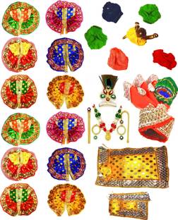 ANVIKA (Pack Of 22) 12 Deity Dress Size-1, 6 Gopal ji Nappy, Cushion, Mukut And Pagdi Dress