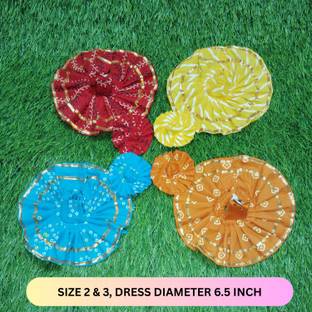 Navkunal Poshaak Combo of 4 cotton Laddu Gopal dress with Hat, Kanha Poshaak, Size-(2-3) Dress