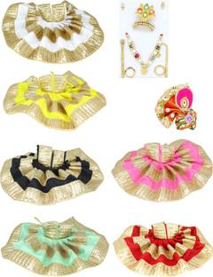 RRR HANDICRAFTS Combo of 6 Stylish Bal Gopal, Kanha Ji, Laddu Gopal, Thakur ji Poshak 1 Jewellery set and 1 Pagdi, Size ( 0 to 2 ) Dress