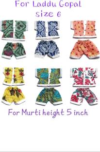 gofii Pack of 6 Dress/ Night Suit for Laddu Gopal size 6 / kanha Murti height 5 inch Dress