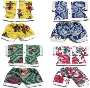 TANISHKA CREATIONS Soft Cotton Night Suit for Laddu Gopal, Kanha ji, Bal Gopal, ( Size - 5 no.), Pack of 4 Dress