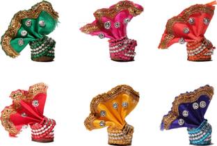 ML Enterprises Laddu Gopal Ji , Kanha ji, Net Mukut pagri 4 pcs 2 No ( medium)(Multi Design) Dress