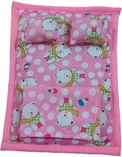 Radhay Krishna Laddu Gopal Soft Gadda Set Pink Teddy Dress