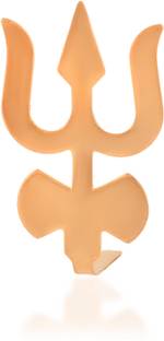 morir Metal Brass Lord Shiva Trident or Trishul with Damru Shape Tilak Maker Tool Deity Ornament