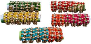 Firmus Laddu Gopal/Radha Rani 2 Lines bangles/kade Jarkan Metal (4 Pairs)(Size-6) Deity Ornament