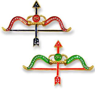 Firmus Shree Ram Dhanush Baand Size 3 & 4 Inch Width Ram Sita & Laddu Gopal Metal Toy Deity Ornament