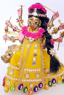 Akshera Collection Beautiful Radha Rani Hair for size 3-4, with mala,earring with juda design Deity Ornament