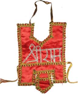 CraftEra Golden Red Multicolor Hanuman Chola, Hanuman Vastra, Hanuman Dress Deity Ornament