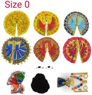 Any Fashion Laddu Gopal Combo 6 Dress,1 shringar set, 1 Hair, 1 Eyes, 1 mukut for god idol Deity Ornament