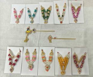 DURGA HOSIERY Laddu Gopal Ji Shringar Colourful Malas and Bansuri Deity Ornament