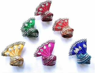 Sikarwar Traders Pack of 6 Pagdi laddu gopal (size 0) Kanha idol / murti height 2 inch / 2.5 inch Deity Ornament