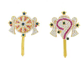 usha gold Deity God Jewelley Glittering Stones Shanku Chakram for All Gods and Goddess Deity Ornament