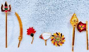 Firmus Maa Durga Metal Shastra Set of 7 Weapons for Money & Safety Deity Ornament