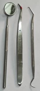 cheaper Dental Pmt Set of 3 Pcs (Mirror With Handle, Tweezer, Probe Double Ended) Dental Elevator