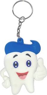 NMD NEXUS MEDODENT Tooth Shape Big Size White and Blue Rubber Keychain Dental Elevator