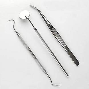 GOLDFINCH 3 Pcs Dental PMT Set, Dental Tools includes 1 Dental Tweezer + 1 Dental Mouth Mirror + 1 Dental Probe Double Ended Dental Elevator
