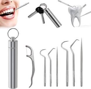 VICHAXAN Dental Tools, 7 in 1 Stainless Steel Teeth Cleaning Tool Kit, Stainless Steel