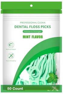 THEODORE 3 in 1 Dental Floss Picks Mint flavored flosser with tongue cleaner