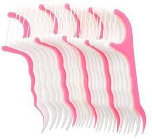 Gotik Dental Floss Tooth Pick for Teeth Cleaner Floss Thread Plastic Mouth Care Tooth Pick pack of 2 = 50 (Pack of 2)