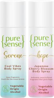 PureSense Body Spray Combo (Serene Cool Vibes + Hope Japanese Cherry Blossom) Deodorant Spray  -  For Women