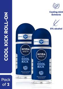 Nivea Men Cool Kick Combo, Antibacterial 72h Protection, Long Lasting Kick of Freshness Deodorant Roll-on  -  For Men