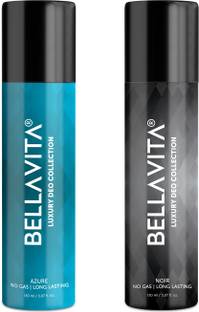 BELLAVITA Noir & Azure Deo Parfum Combo|2x150ml|Long lasting Body spray| Deodorant Spray  -  For Men & Women