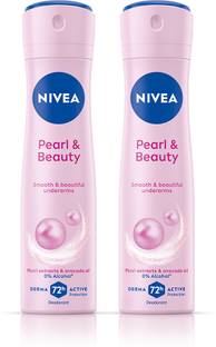 NIVEA Pearl and Beauty Combo for Smooth Underarms, 0% Alcohol, 72h Active Protection Deodorant Spray  -  For Women