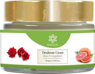 NATUUR Rose and Grapefruit Deodorant Cream 50g - Stay Fresh All Day with Mild Aroma Deodorant Cream  -  For Men & Women