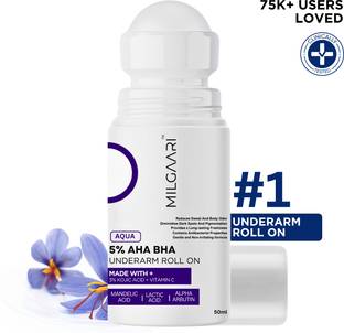 milgaari 5% AHA BHA Underarm Roll On | Reduces Pigmentation & Odor | Aqua Roll on (50 ml) Deodorant Roll-on  -  For Men & Women