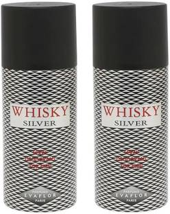 WHISKY Deo - Evaflor Silver 150 ml for Men New X 2 Deodorant Spray  -  For Men