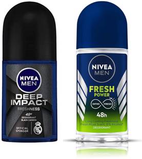 NIVEA Deep Impact Roll On 50ML & Fresh Power Roll On 50ML (Set of 2) Deodorant Roll-on  -  For Men