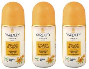 Yardley London English Blossom Deodorant Roll-On Alcohol Free 50ML Each (Pack of 3) Deodorant Roll-on  -  For Women