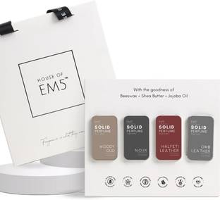 Em5 Set of 4 Solid Perfumes | Woody Oud + Noir + Halfeti Leather + OMB Leather| Deodorant Cream  -  For Men
