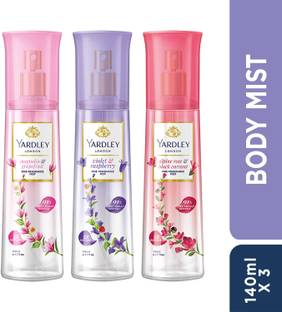 Yardley London Alpine Rose & Blak Currant, Mangolia & Grapefruit, Violet & Raspberry Assorted Body Mist  -  For Women