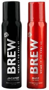 BREW 1 JACKPOT DEODORANT & 1 MAST DEODORANT (120ML EACH,PACK OF 2) Deodorant Spray  -  For Men & Women